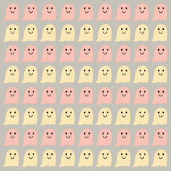 HALLOWEEN RETRO GHOSTS DESIGN PATTERN TEXTURE WALLART