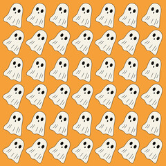 HALLOWEEN RETRO GHOSTS DESIGN PATTERN TEXTURE WALLART