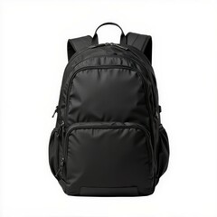 Naklejka premium A sleek black backpack designed for versatility and functionality, perfect for daily use, travel, or school.