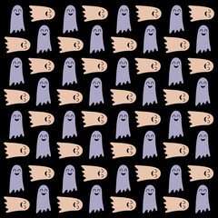 HALLOWEEN RETRO GHOSTS DESIGN PATTERN TEXTURE WALLART