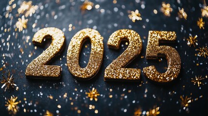 A large number of glittery letters spelling out the number twenty-five