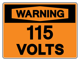 Warning 115 Volts Tag Symbol Sign,Vector Illustration, Isolate On White Background Label. EPS10