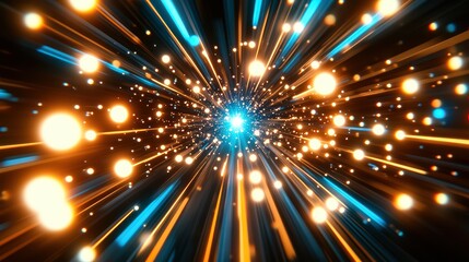 Obraz premium Bright Dynamic Composition of Colorful Dots Weaving Together