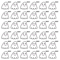 HALLOWEEN RETRO GHOSTS DESIGN PATTERN TEXTURE WALLART