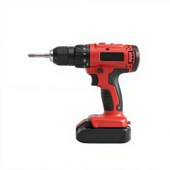 A red and black cordless drill, designed for various drilling and fastening tasks, featuring a comfortable grip and versatile functions.