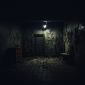 Old room horror light night.