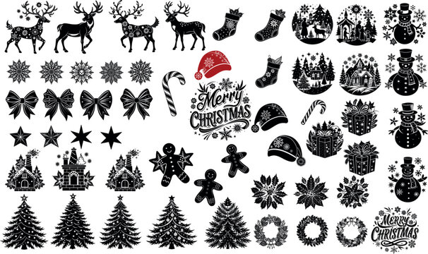 Adobe Illustrator Artwork. Elementos de dise&ntilde;o navide&ntilde;o, conjunto de vectores. Pack de cosas navide&ntilde;as. Set de vectores de Navidad.
