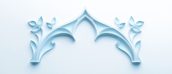 3D Blue Papercut Design with Floral Motifs   Gothic Style