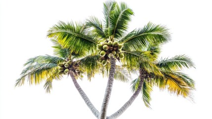 Palm tree with coconuts isolated on crisp white backdrop