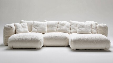 Cloud like modular sofa in pristine white boucle