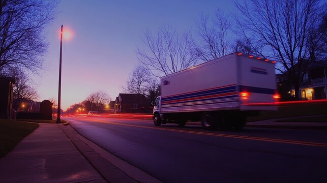 Time lapse of mail truck delivering to suburban mailboxes