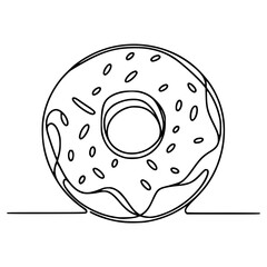 one line drawing donut sweet delicious food snack vector illustration template design