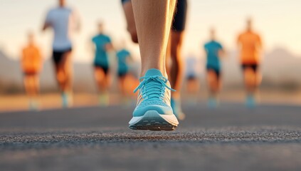 Fototapeta premium Runners in Action During a Marathon Event Generative AI