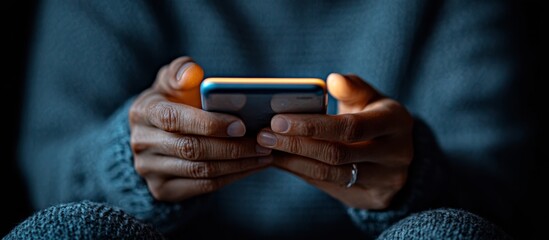Close-up of Hands Typing on Smartphone, Mobile Device Usage Concept Generative AI