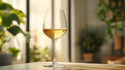 Elegant Wine Glass Reflecting Natural Light