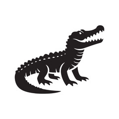 Crocodile Vector Silhouette. Black Design on White Background.