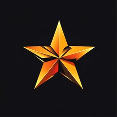 Obraz premium A three-dimensional golden star on a black background. The star is shiny and has a beveled edge.