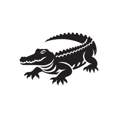 Crocodile Silhouette Illustration. Vector Art in Black and White.