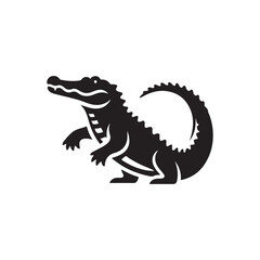 Crocodile Silhouette Illustration. Vector Art in Black and White.