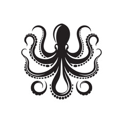 Octopus Silhouette Icon. Black Vector on White Background.