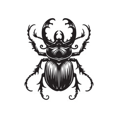 Beetle Vector Art Isolated Black and White Variants.