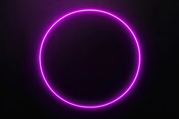 Product Presentation, Neon Pink Circle on Black, Glowing Ring, Futuristic Light, Simple Minimalist Art, Digital Download, Modern Wall Decor