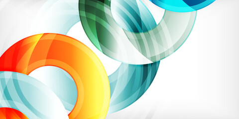 Bright colorful circles with light effects. Abstract background