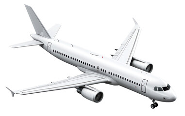 Fototapeta premium A white airplane is sitting on the ground. The plane is large and has a lot of windows. The image gives off a sense of calm and serenity, as if the plane is just resting after a long flight