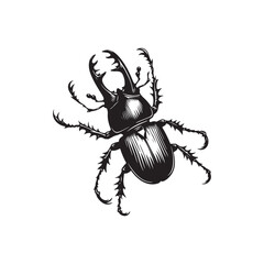 Beetle Silhouette Illustration Black Icon, White Background.