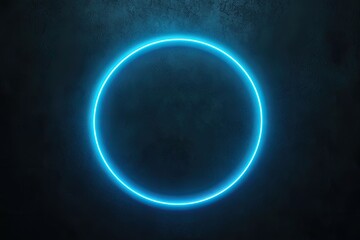 Product Presentation, Neon circle, blue round light, dark background, glowing ring, futuristic circle, luminous ring