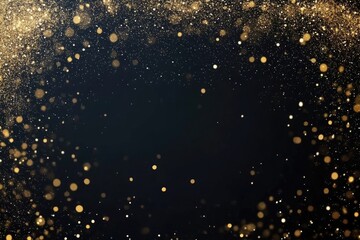 Golden sparkles and black background, festive glitter, elegant shimmer, dark backdrop, elegant and festive