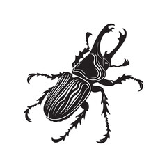 Black Vector Beetle Silhouette Icon Illustration on White.