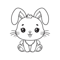 Vector Illustration of a Rabbit Silhouette in Black. Side Profile.
