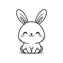 Vector Illustration of a Rabbit Silhouette in Black. Side Profile.