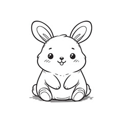 Vector Illustration of a Rabbit Silhouette in Black. Side Profile.