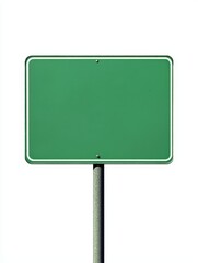 A horizontal green street sign isolated isolated against a bright white background, offering blank space for customization. Ideal for concepts like direction, signage, navigation, and wayfinding.	.