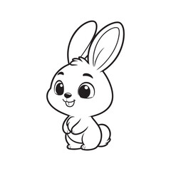 Side Silhouette of a Black Rabbit on White. Vector Graphic.