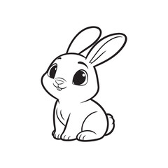 Black Rabbit Silhouette Isolated on White Vector. Side View.