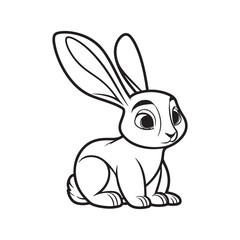 Black Rabbit Silhouette Isolated on White Vector. Side View.