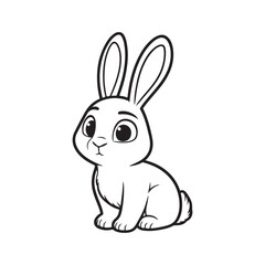 Black Rabbit Silhouette Isolated on White Vector. Side View.