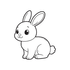 Isolated Black Rabbit Silhouette on White. Side Profile Vector.