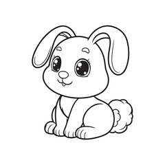 Isolated Black Rabbit Silhouette on White. Side Profile Vector.