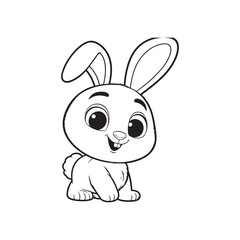 Silhouette of a Rabbit in Black. Side View Vector on White.