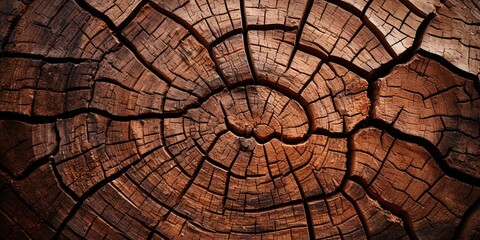 Fototapeta premium A Close-up of a Cracked and Weathered Tree Trunk, Revealing the Intricate Patterns of Nature's Growth Rings and the Passage of Time