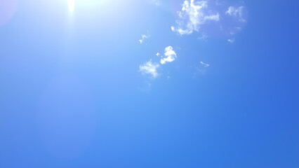 Sunlight shining through small clouds in the blue sky, Generative AI