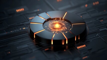 Futuristic Technology Orb on Circuit Background