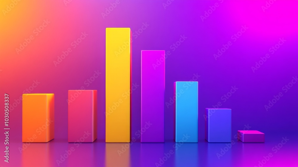 Poster vibrant bar graph on colorful background