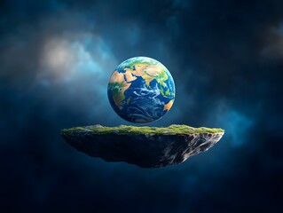 Naklejka premium Floating Earth Globe Representing Environmental Sustainability and Renewable Energy Future