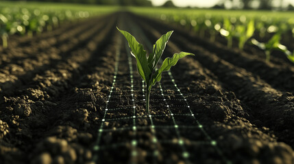 Abstract green farming business technology background