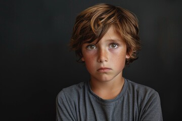 Confused Boy Portrait with Thoughtful Expression